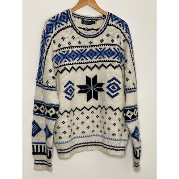 Polo Ralph Lauren Men's Snowflake Pattern Wool Alpaca Sweater Size XL - Picture 3 of 4